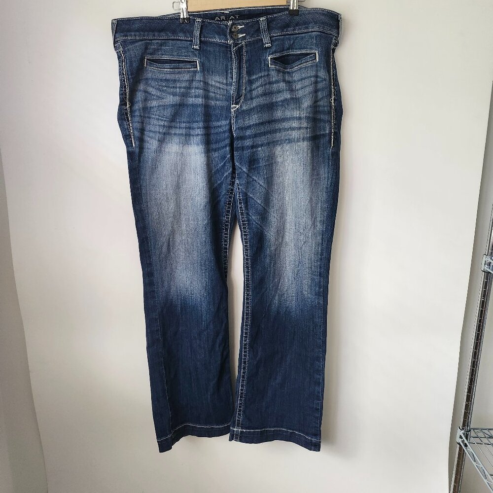 Ariat Plus Sized Women's Dark Blue Distressed Bootcut Jeans